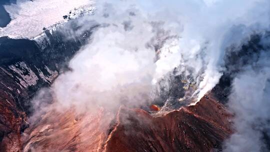 俄罗斯堪察加半岛夫斯基火山航拍