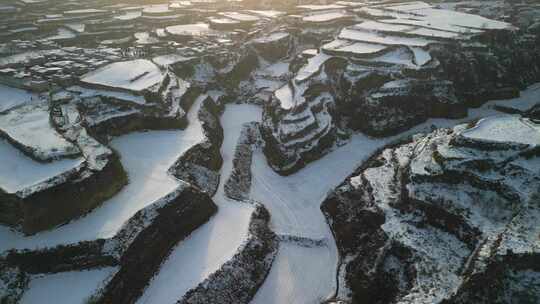 雪后乡村全景航拍风光