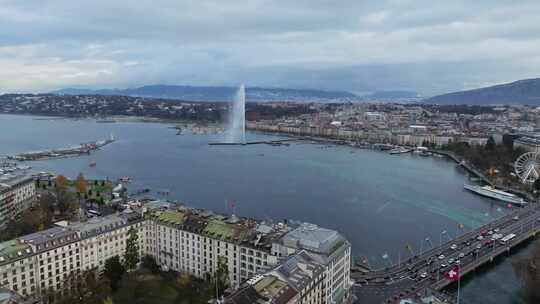 航拍欧洲瑞士日内瓦城市