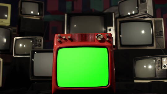 绿屏爆炸的复古电视机