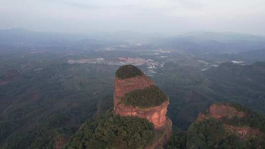 航拍广东韶关丹霞山惋惜夕阳