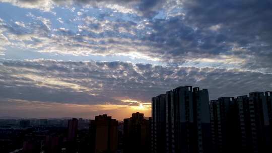 城市建筑都市日出日落朝阳晚霞夕阳黄昏