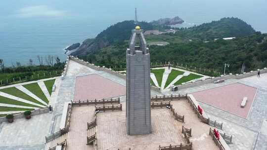 浙江台州大陈岛垦荒纪念碑视频素材模板下载