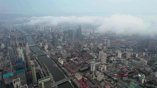 天津海河风景城市云海风光