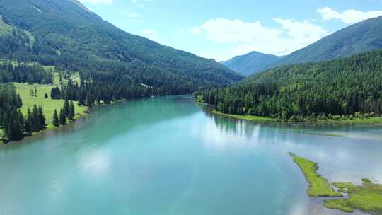 森林山川河流湖泊自然风光风景航拍中国地理视频素材模板下载