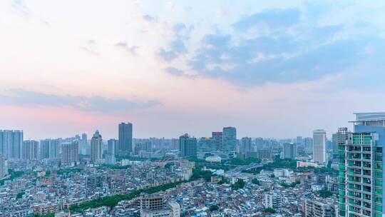 广州城市黄昏天空云彩晚霞唯美风景