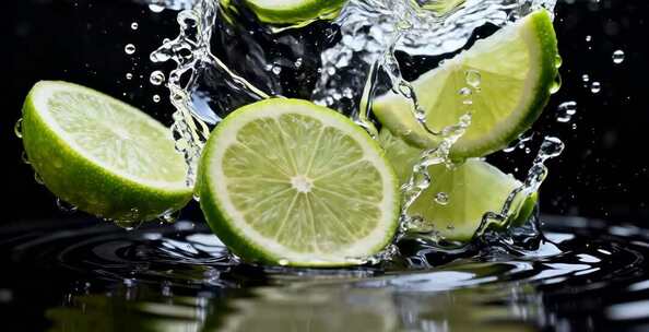 青柠入水瞬间特写