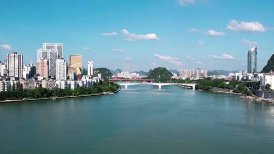 4k 航拍广西柳州城市景观天际线