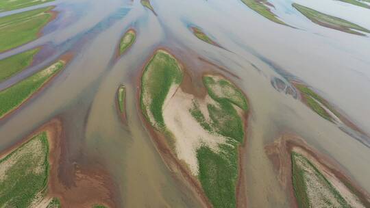 枯水期鄱阳湖裸露的湖汊航拍