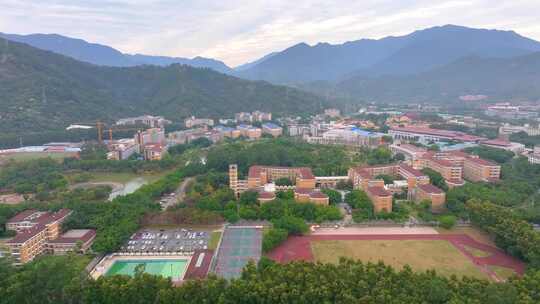 福州闽江学院旗山校区航拍校园风景风光福建