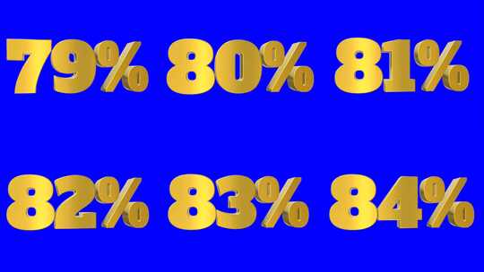 一组黄金百分比数字3d动画移动无缝循环孤