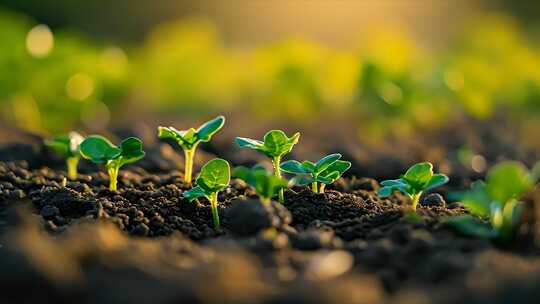 春天万物复苏 种子播种发芽 植物生长