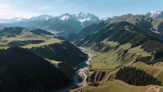 乌鲁木齐山地森林草原远景风光