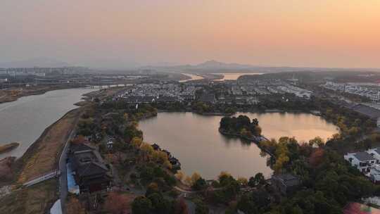 安徽池州杏花村景区航拍