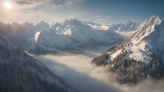 雪山云海壮丽全景