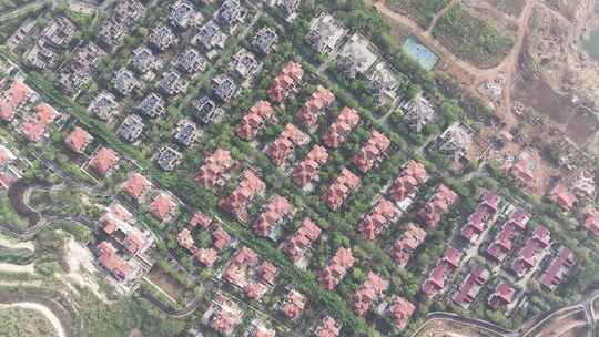 航拍别墅小区全景