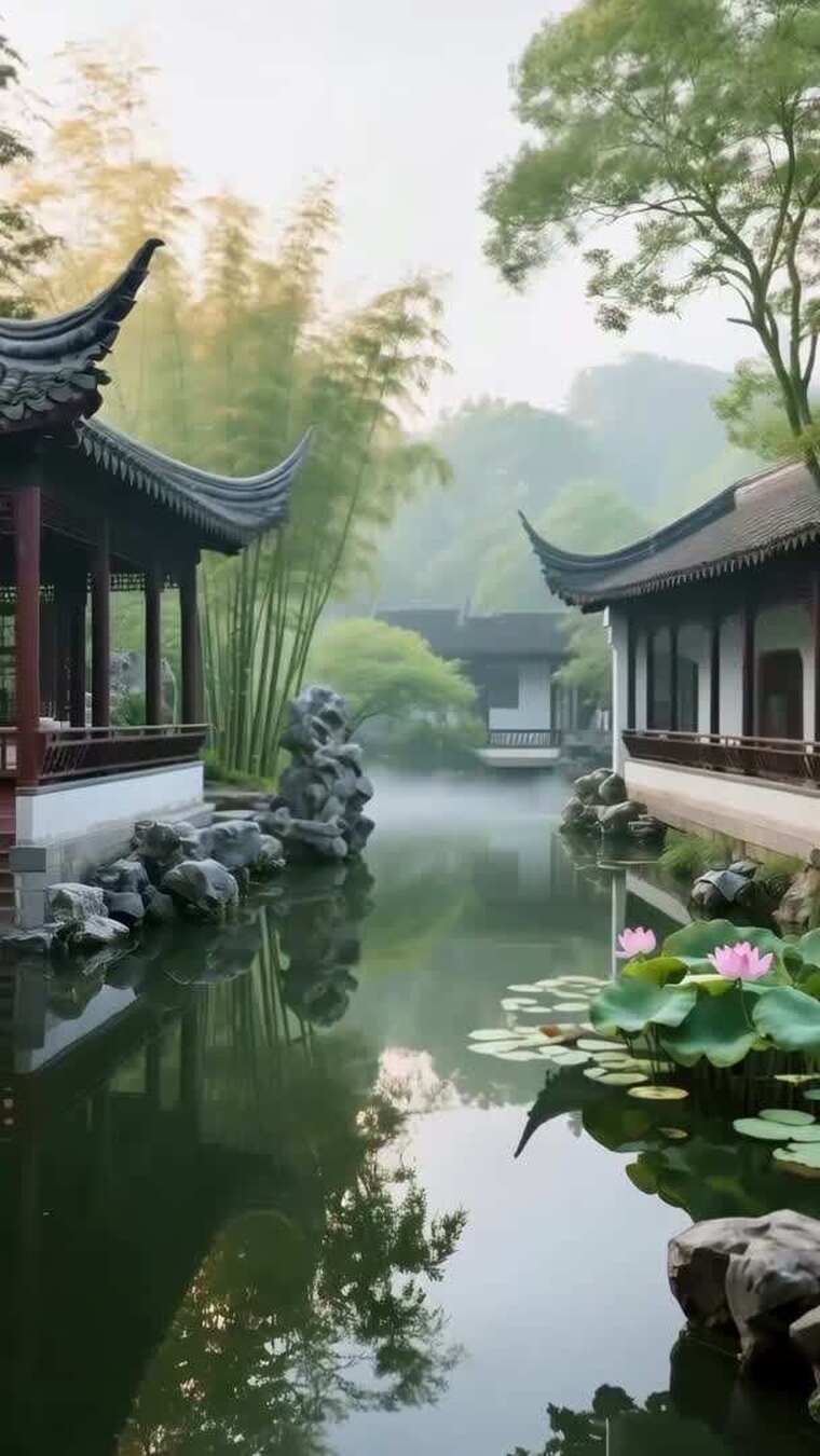 【竖屏】中国风禅意意境中式园林古风背景