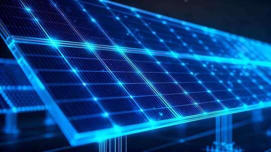蓝色调太阳能光伏板素材