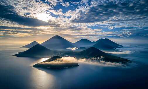 【4K高清】唯美山峰海岸线航拍