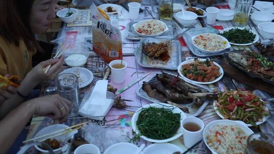 新疆特色美食 聚会全景视频素材模板下载