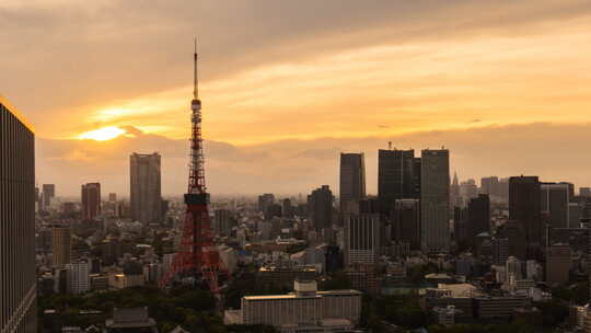 城市日落