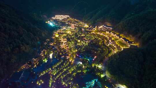 江西上饶铅山县葛仙村蓝天白云夜景延时