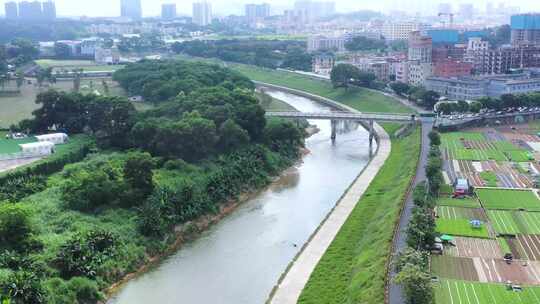 龙华观澜河航拍2视频素材模板下载