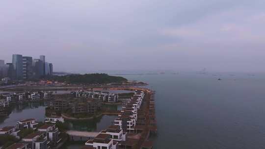 思明区香山游艇海滨城市建筑群航拍全景