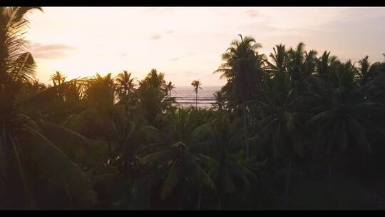 落日余晖下的海边景观视频素材模板下载