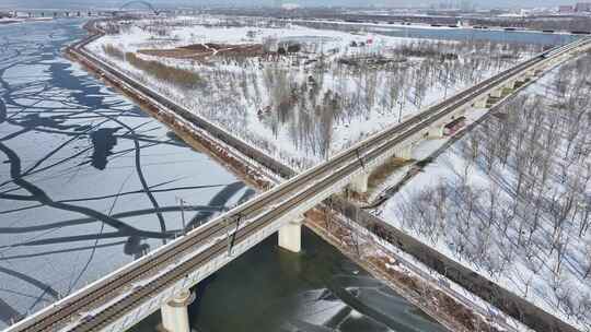 京广高铁 雪后航拍