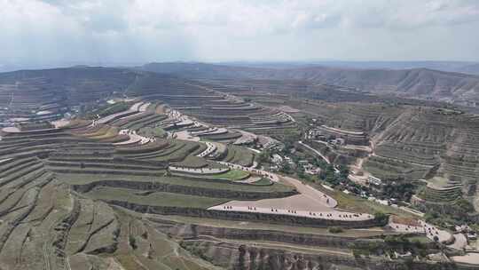 甘肃定西山川地地貌黄土高原航拍