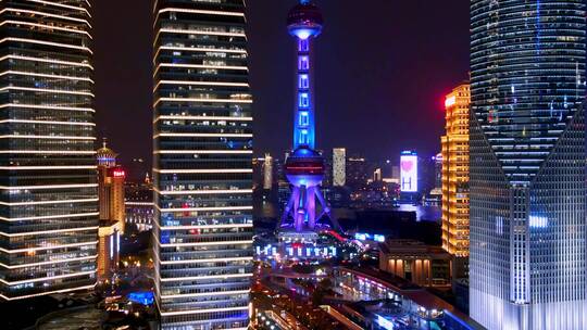 上海cbd夜景航拍