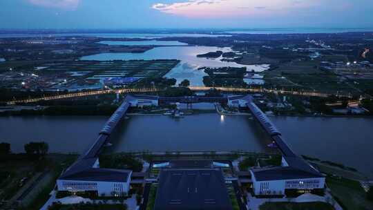 长三角一体化发展江南水乡客厅方厅水院夜景