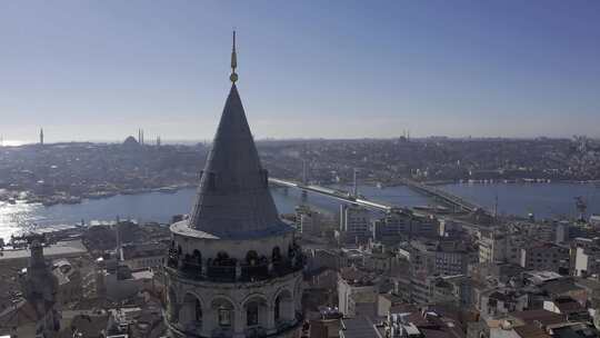 伊斯坦布尔加拉塔塔桥鸟瞰图