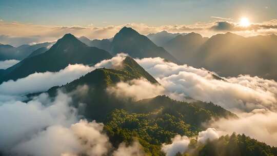 群山云海日出全景