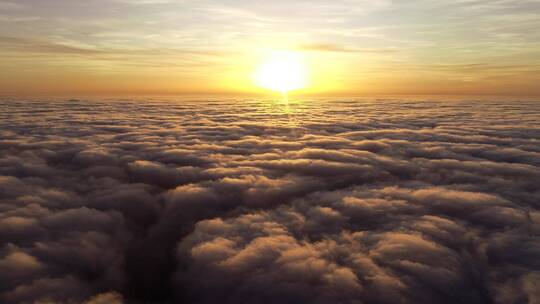 日落时分在云层之上飞翔