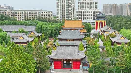 航拍德州市 永庆寺