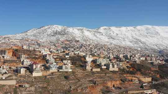 德鲁兹镇，山，雪，村