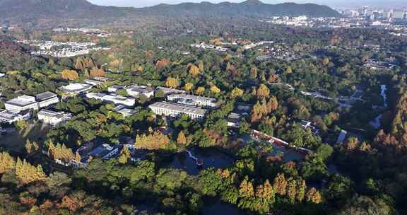 航拍杭州西湖秋日美景