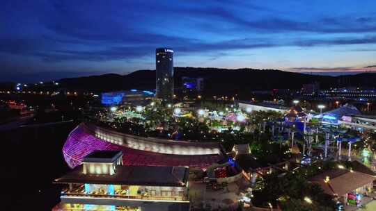 长沙湘江欢乐城水上乐园水世界夜景航拍