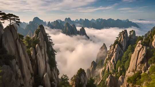 黄山云海壮丽山景