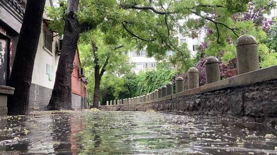 济南于家桥景观，小桥流水酷似江南风貌视频素材模板下载