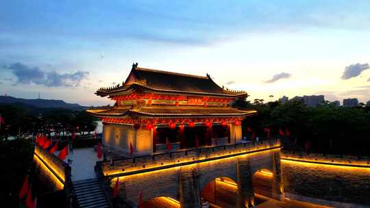 惠州朝京门夜景环绕航拍大景视频素材模板下载