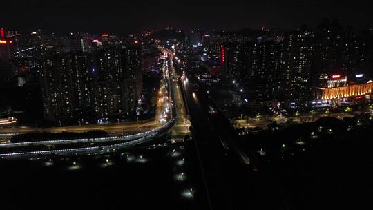 泉州晋江夜景航拍东海泰禾广场城市江滨夜景