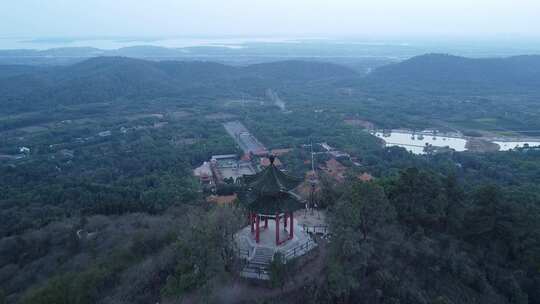 武汉龙泉山风景区远眺亭航拍