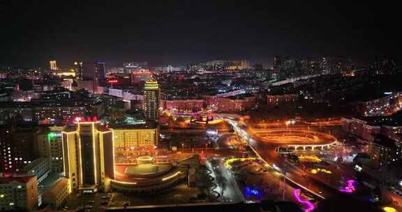 鸡西市夜景航拍