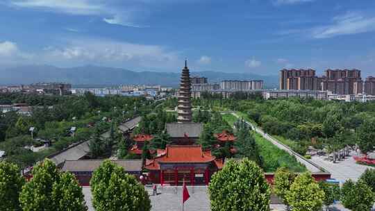 山西运城芮城寿圣寺寿圣塔航拍