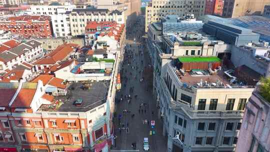 上海外滩南京东路航拍车流人流黄浦区风景城