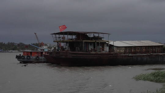 黄浦江码头渔船