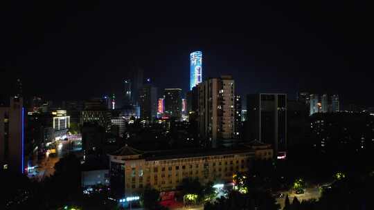 江苏徐州城市夜景灯光交通航拍